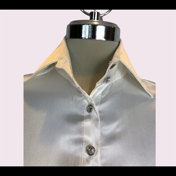 Luxury Lechateau white silk embellished buttons front Size XS - Picture 10 of 11